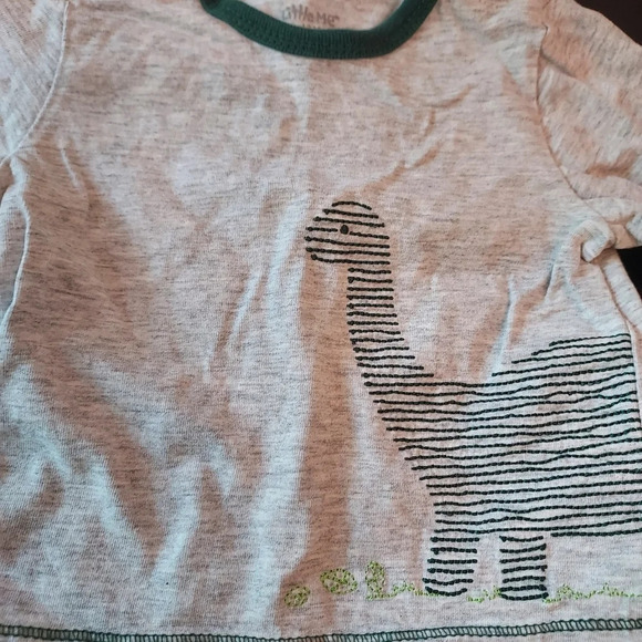 Little Me Green and Gray Striped Dinosaur Jogger 2 Piece Set in Size 12M - Picture 2 of 6